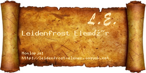 Leidenfrost Elemér névjegykártya